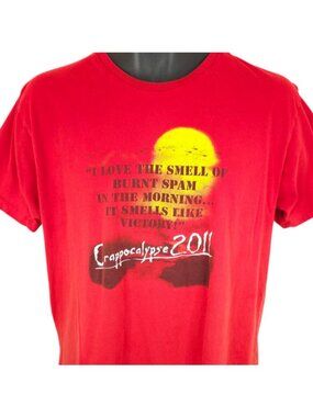 Crappocalypse 2011 T Shirt Mens Size Large Red Love The Smell Of Burnt Spam